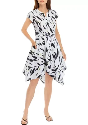 Women's Sleeveless Smudge Print Shirtdress