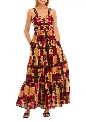 Women's Tie Dye Tiered Midi Dress