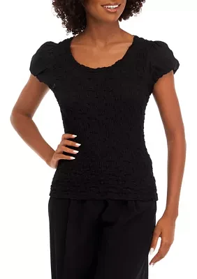 Women's Short Sleeve Textured Knit Top