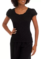 Women's Short Sleeve Textured Knit Top