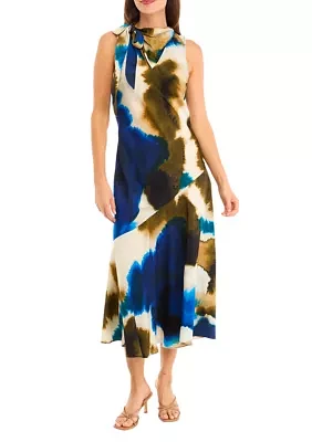 Women's Sleeveless Tie Neck Dye Dress