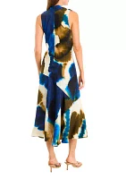 Women's Sleeveless Tie Neck Dye Dress