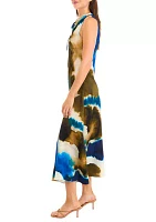 Women's Sleeveless Tie Neck Dye Dress