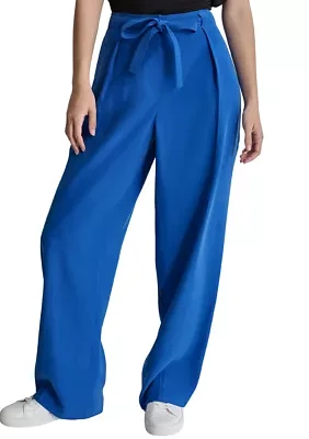 Women's Tie Waist Pleated Pants