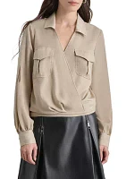 Women's Utility Satin Wrap Blouse