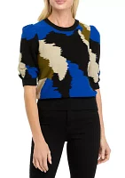 Women's Printed Color Blocked Sweater