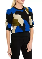 Women's Printed Color Blocked Sweater