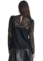 Women's Ruch Sleeve Lace Top