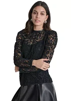 Women's Ruch Sleeve Lace Top