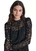 Women's Ruch Sleeve Lace Top