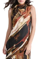 Women's Sleeveless Tie Neck Satin Dress