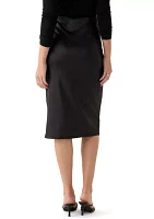 Women's Side Ruched Coated Skirt