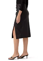 Women's Side Ruched Coated Skirt