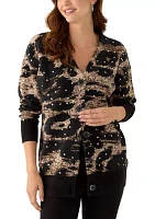 Women's Long Sleeve V-Neck Embroidered Cardigan