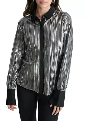 Women's Long Sleeve Foil Plisse Shirt