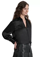 Women's Collared Split Neck Blouse