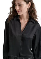 Women's Collared Split Neck Blouse