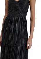 Women's Camisole Metallic Tier Plissé Maxi Dress