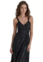 Women's Camisole Metallic Tier Plissé Maxi Dress