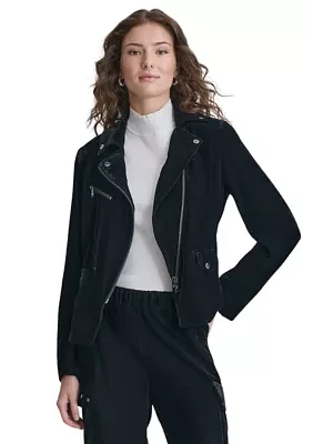 Women's Velvet Moto Jacket