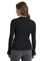 Women's Long Sleeve Cut Out Ribbed Sweater