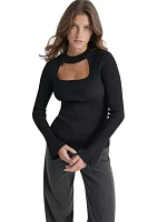 Women's Long Sleeve Cut Out Ribbed Sweater