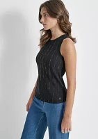 Women's Sleeveless Studded Ribbed Tank