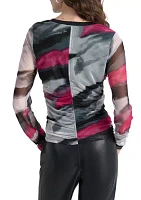 Women's Long Sleeve Brushstroke Top