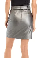 Women's Zip Front Belted Skirt