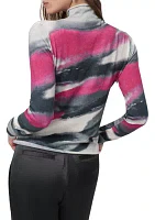 Women's Long Sleeve Brushstroke Mock Neck Sweater