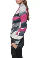 Women's Long Sleeve Brushstroke Mock Neck Sweater