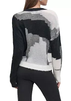 Women's Long Sleeve V-Neck Color Block Sweater