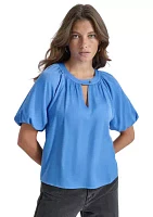 Women's Puff Sleeve Keyhole Blouse