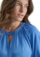 Women's Puff Sleeve Keyhole Blouse