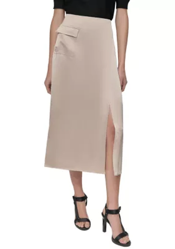 Women's Satin Cargo Skirt