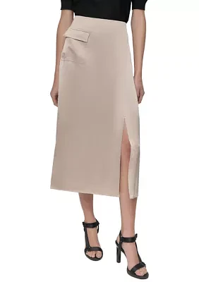 Women's Satin Cargo Skirt