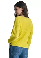 Women's Long Sleeve Ribbed V-Neck Sweater