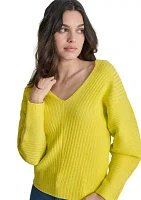 Women's Long Sleeve Ribbed V-Neck Sweater