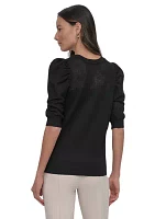 Women's Short Puff Sleeve Pullover Sweater