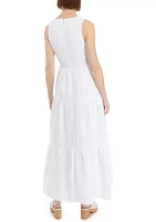 Women's Sleeveless Gauze Tier Midi Dress