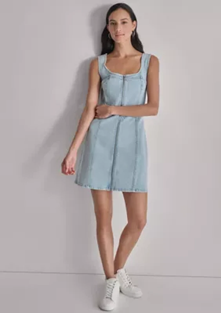 Women's Sleeveless Zip Front Denim Dress