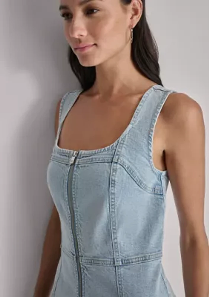 Women's Sleeveless Zip Front Denim Dress