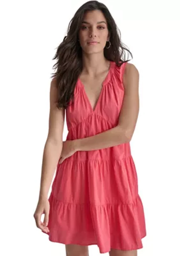 Women's Sleeveless Tiered V-Neck Dress