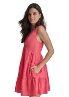 Women's Sleeveless Tiered V-Neck Dress