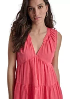 Women's Sleeveless Tiered V-Neck Dress