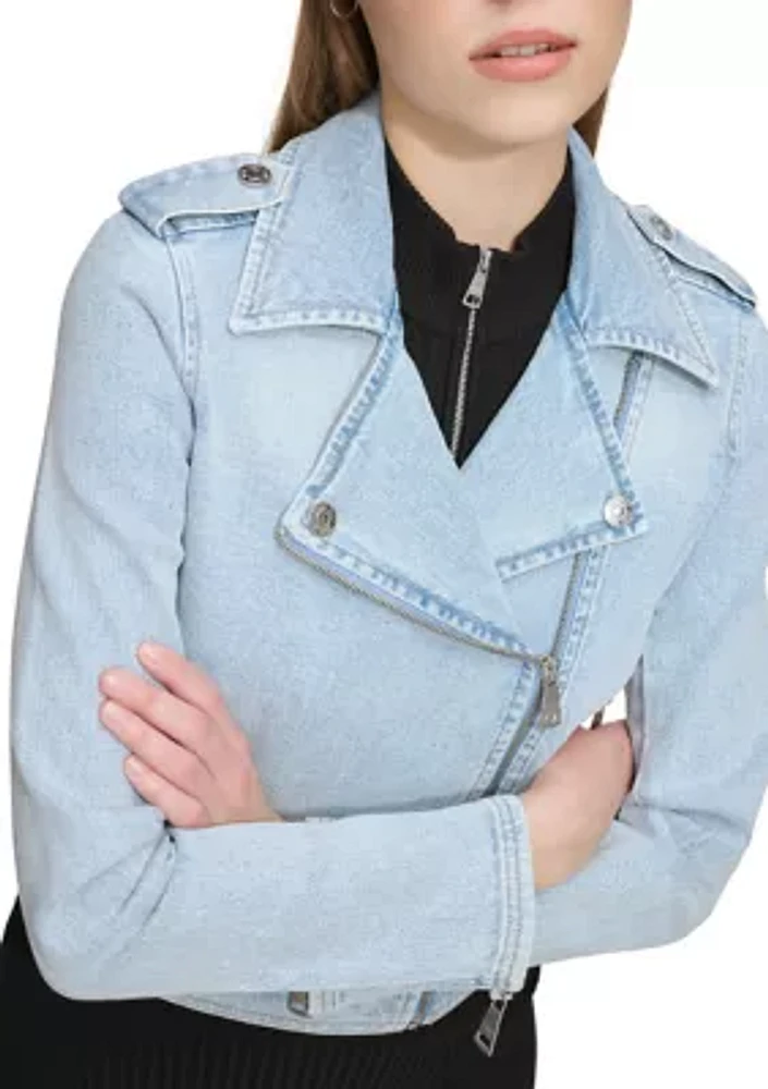 Women's Denim Moto Jacket