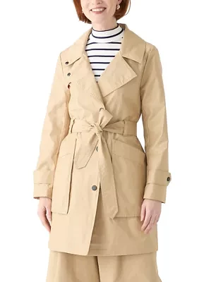 Women's Long Sleeve Belted Trench Coat