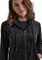 Women's Sequined Logo Velour Hoodie