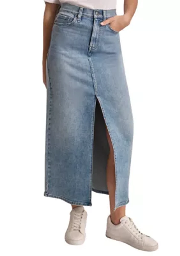 Women's Slit Front Denim Midi Skirt