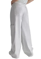 Women's Silver Coated Wide Leg Pants